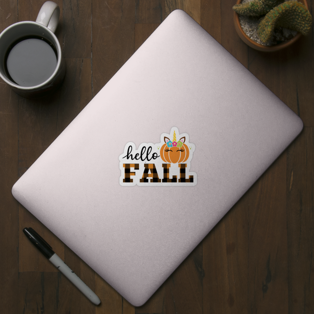 Say Hello Fall with a Unicorn Attitude (light bg) by ThinkLMAO